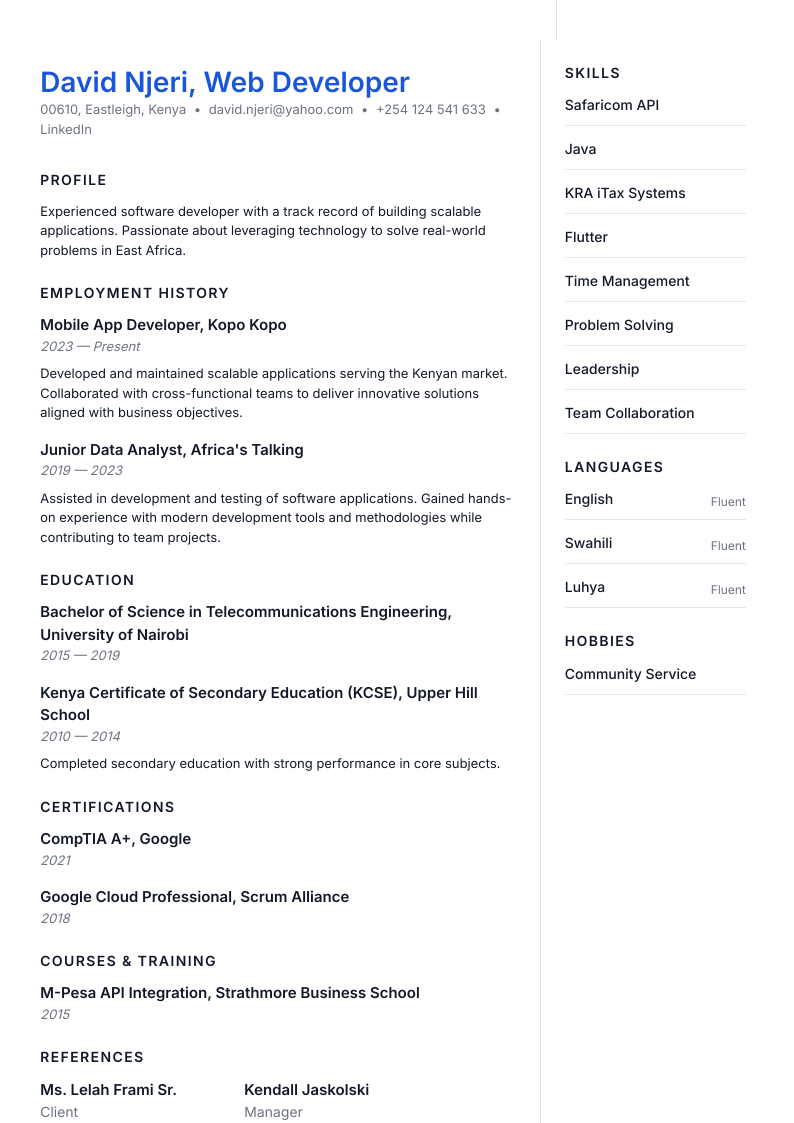 Coral Accent CV Template