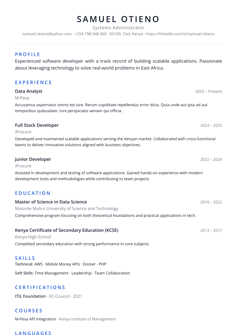 Minimalist Elegant CV Template