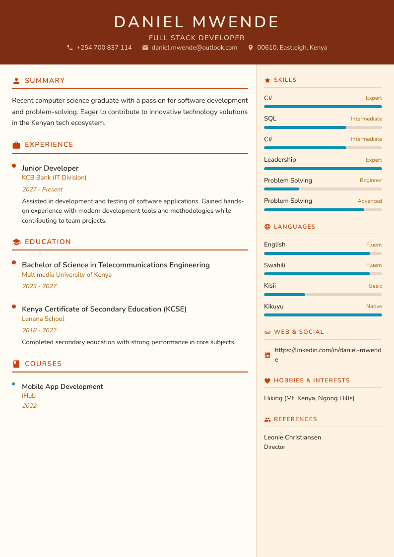 Professional Sidebar CV Template
